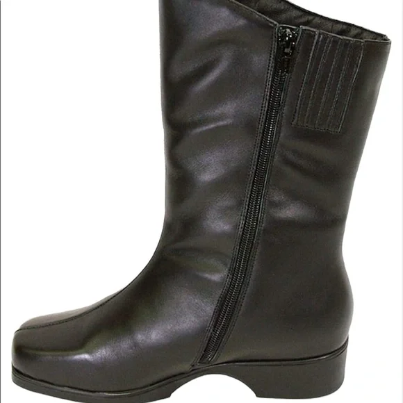 PEERAGE Simone Wide Width Leather Black Boot Size 7.5 Wide Width - Picture 5 of 13